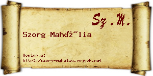 Szorg Mahália névjegykártya